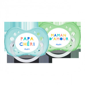 Dodie sucette duo fan papa/maman n°A44 silicone de plus de 18 mois