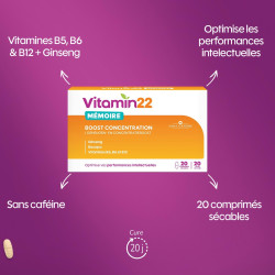 Vitamin'22 Mémoire Boost Concentration 20 comprimés
